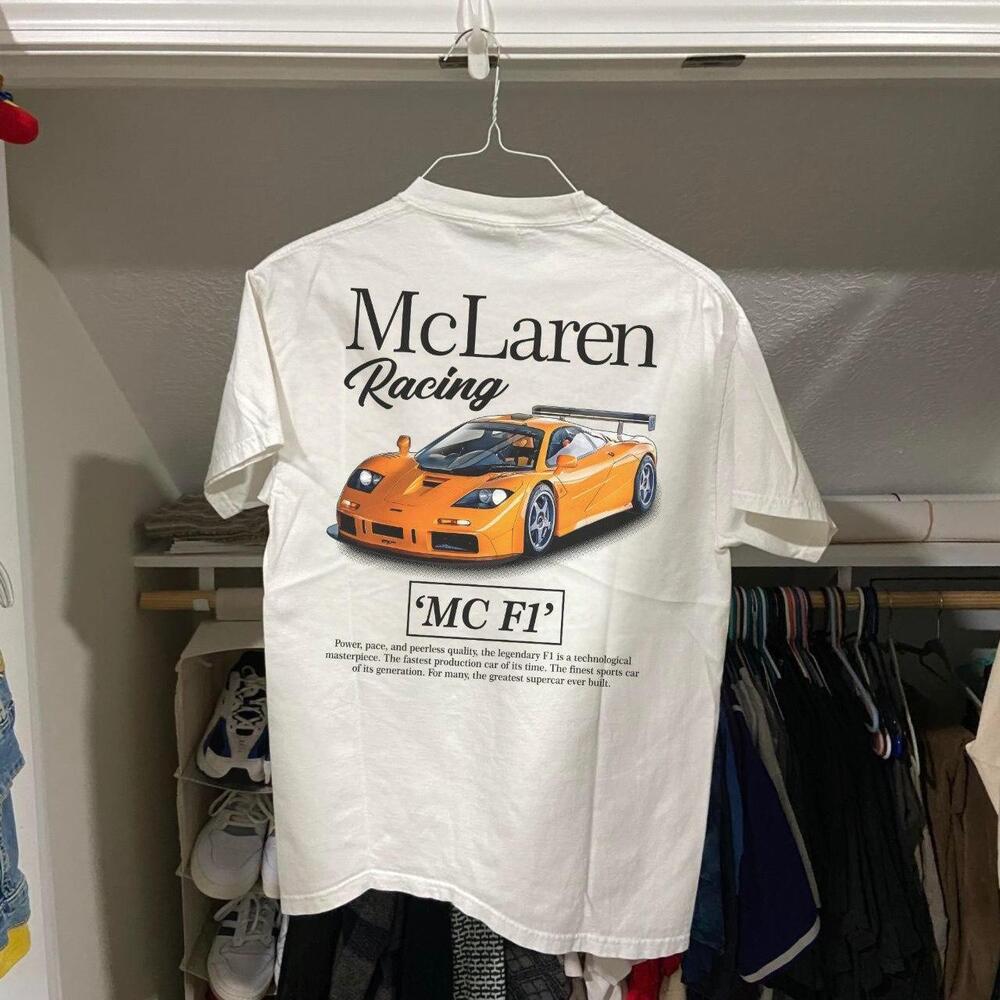 McLaren Racing MC F1 Supercar Retro Graphic White T-Shirt